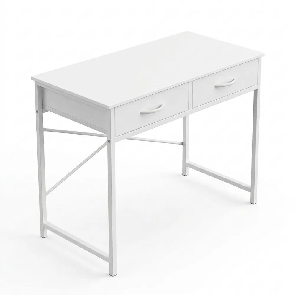 Kompakter Schreibtisch mit Schubladen für Büro und Zuhause, Weiß