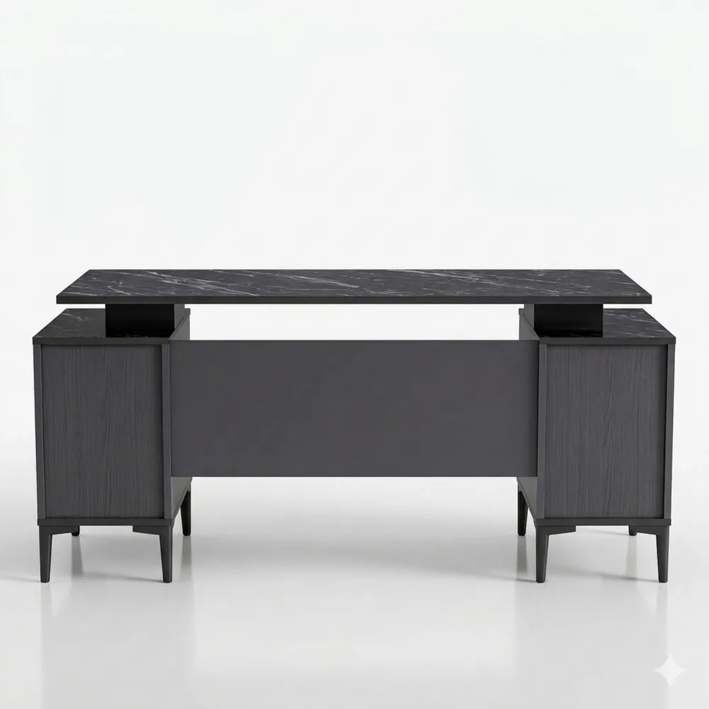 Moderner Bürotisch mit Stauraum aus Anthrazit-Marmor