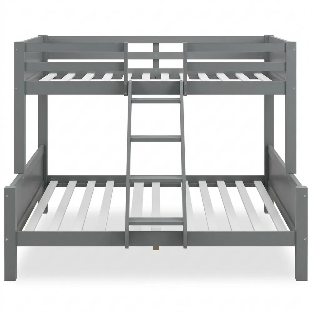 Hochbett für Kinder mit Lattenrost aus Kiefernholz, Grau