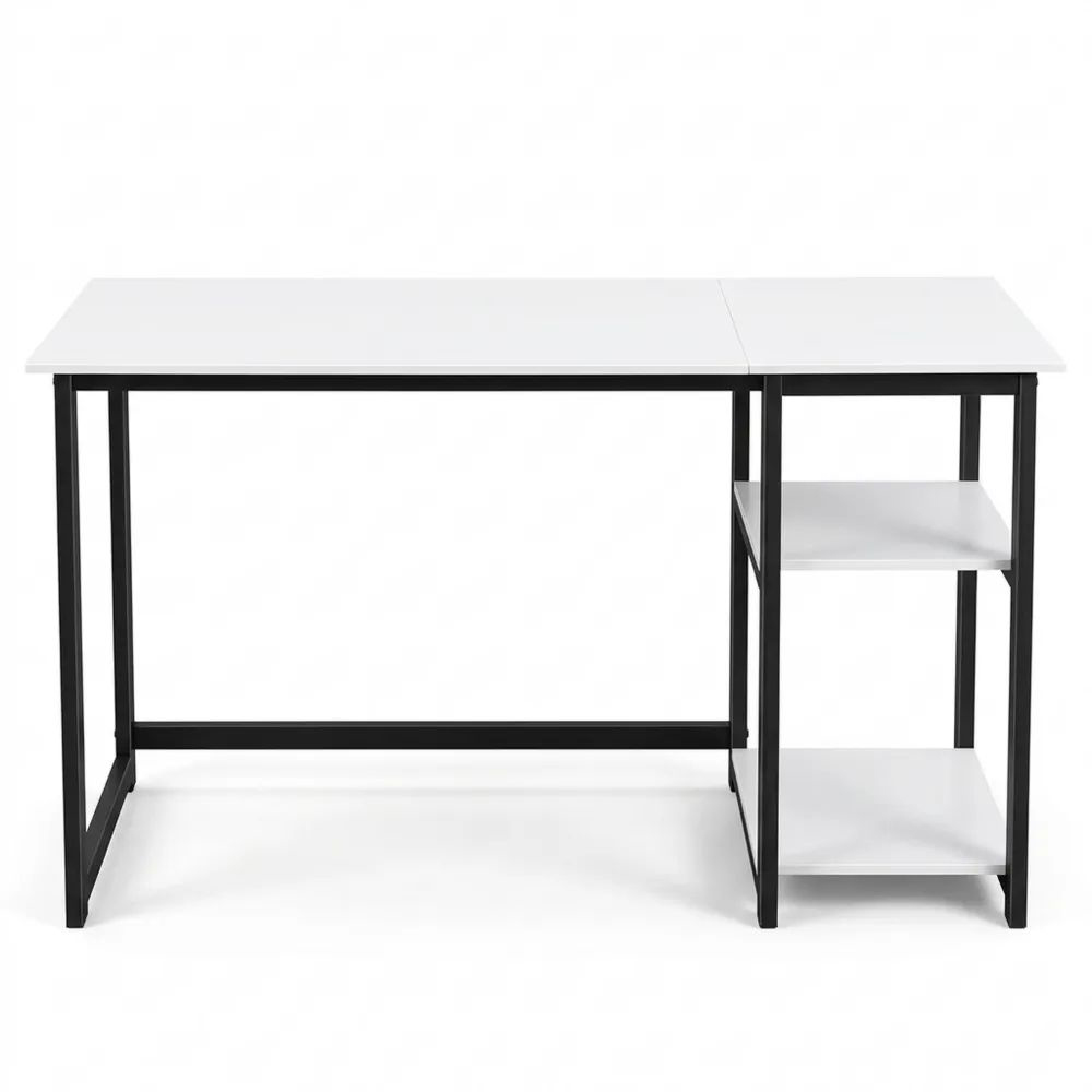 Kompakter Büroschreibtisch mit verstellbaren Regalen, ideal für kleine Räume