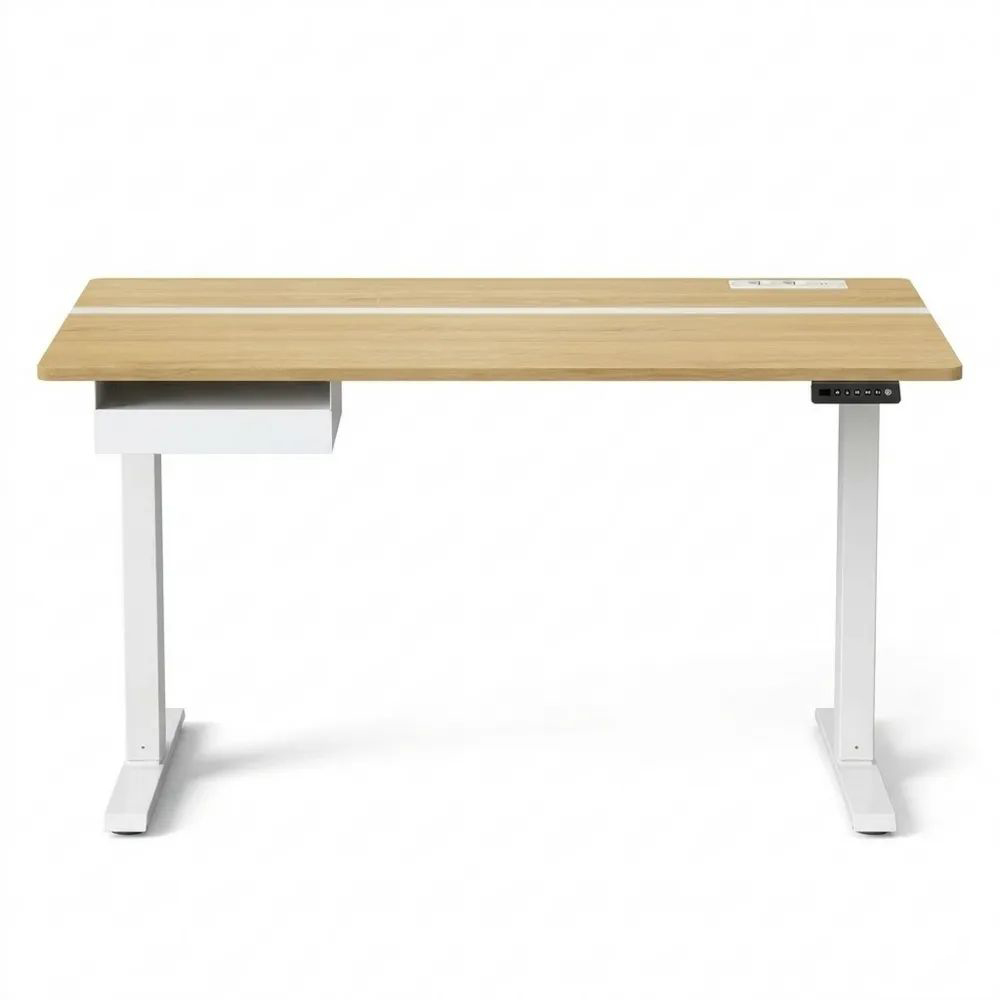 Elektrisch höhenverstellbarer Schreibtisch mit Memory-Funktion und Steckdosen