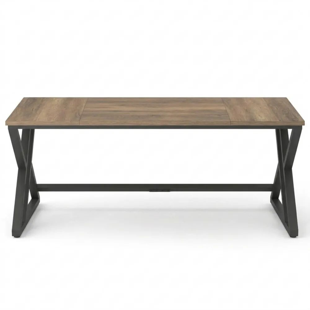 Geräumiger Arbeitstisch für Büro und Zuhause, Holztisch mit Metallgestell, 180 x 80 x 75 cm