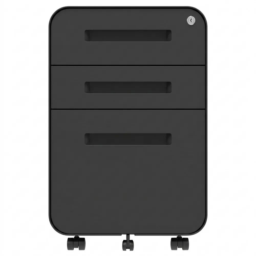 Metall Rollcontainer mit 3 Schubladen, abschließbar und vormontiert