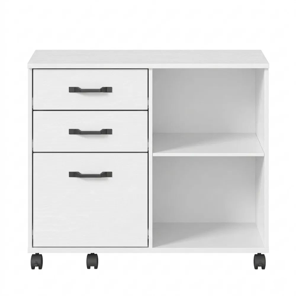 Mobiler Aktenschrank mit 3 Schubladen und offenen Fächern