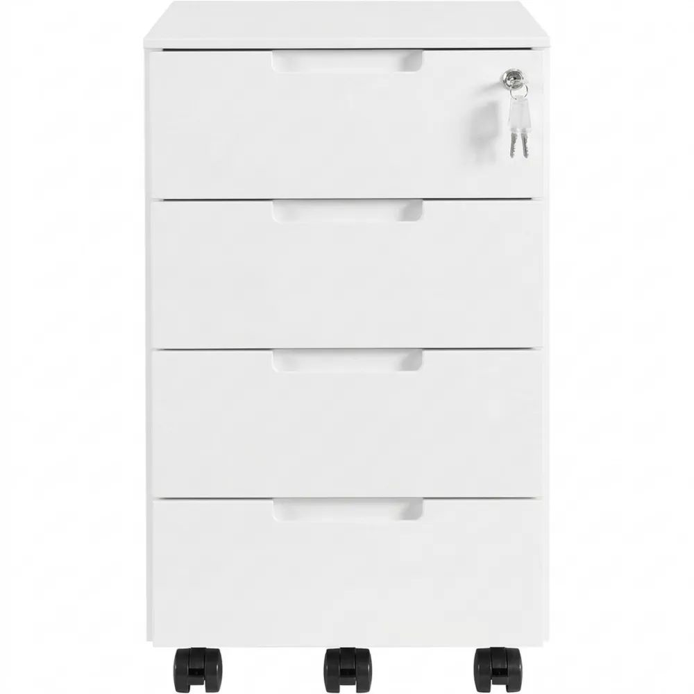 Mobiler Aktenschrank mit 4 abschließbaren Schubladen für Büro und Homeoffice