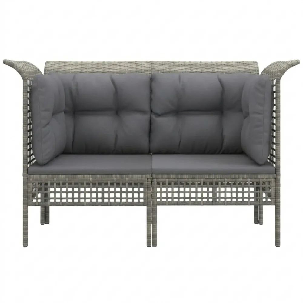 Modulares Gartensofa Set mit Kissen, Loungemöbel für Terrasse, Graues Polyrattan