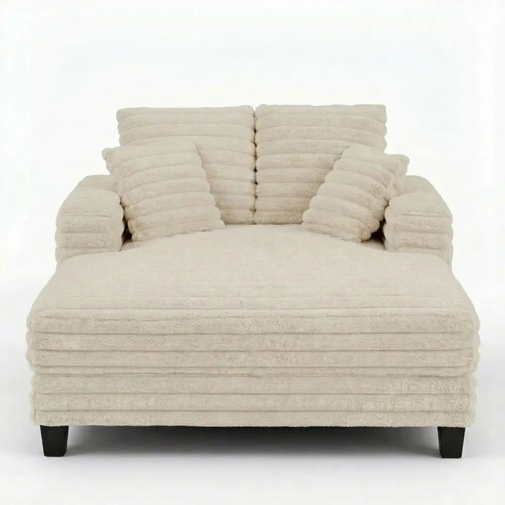 Gemütliches Schlafsofa aus Cord mit Getränkehaltern und Taschen, ideal für Wohnzimmer