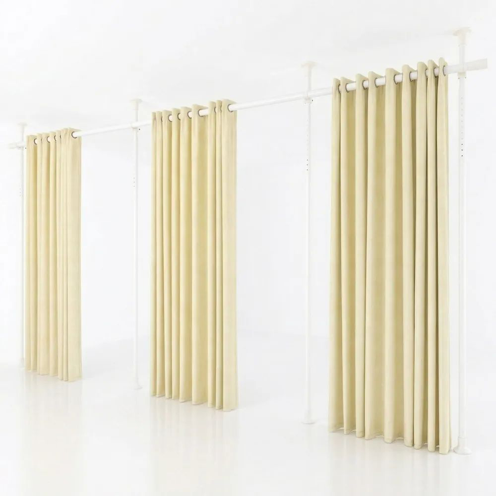 Flexibler Raumteiler mit Gardinenstange für Wohn- und Schlafzimmer, 3-teilig, 420 cm x 317 cm