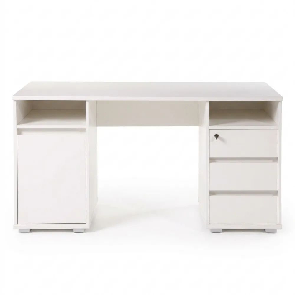 Moderner Schreibtisch mit Schubladen und Ablagefächern für Homeoffice