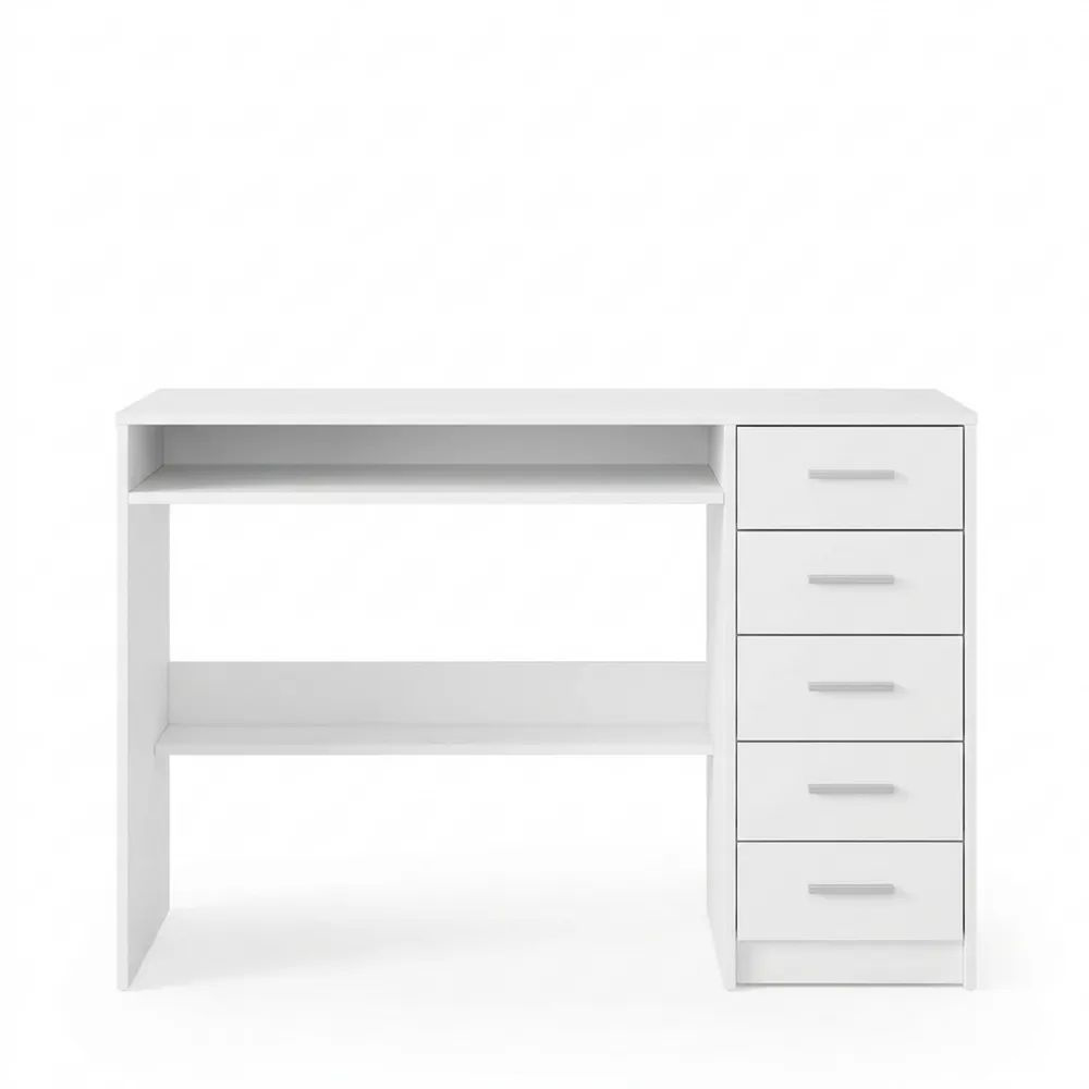 Moderner Computertisch mit Stauraum, 108 x 50 cm, für Büro und Zuhause, Weiß