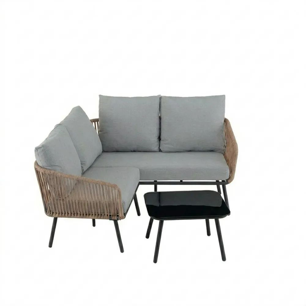 Gartenlounge Set mit Ecksofa und Beistelltisch, wetterfest für Terrasse