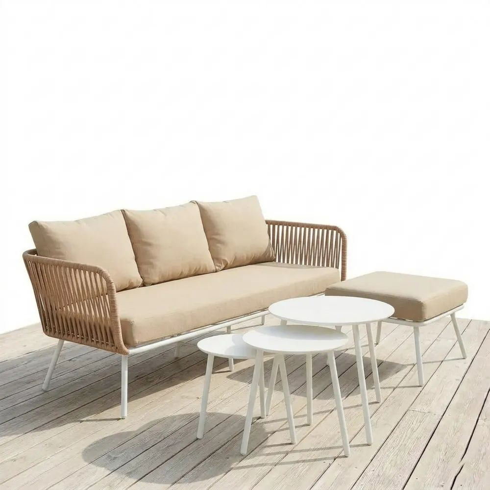 Modulares Balkon-Lounge-Set mit wasserabweisenden Kissen