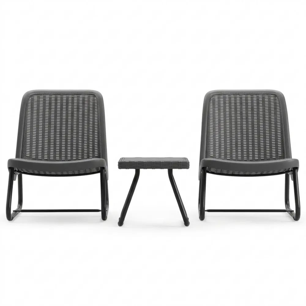 Wetterfestes Gartenmöbel-Set für Balkon mit Loungesessel und Beistelltisch