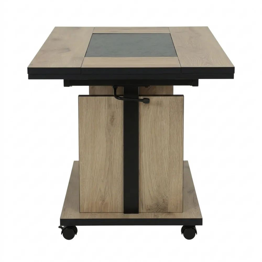 Multifunktionaler Couchtisch, ausziehbar und höhenverstellbar, mit Schieferplatteneinlage