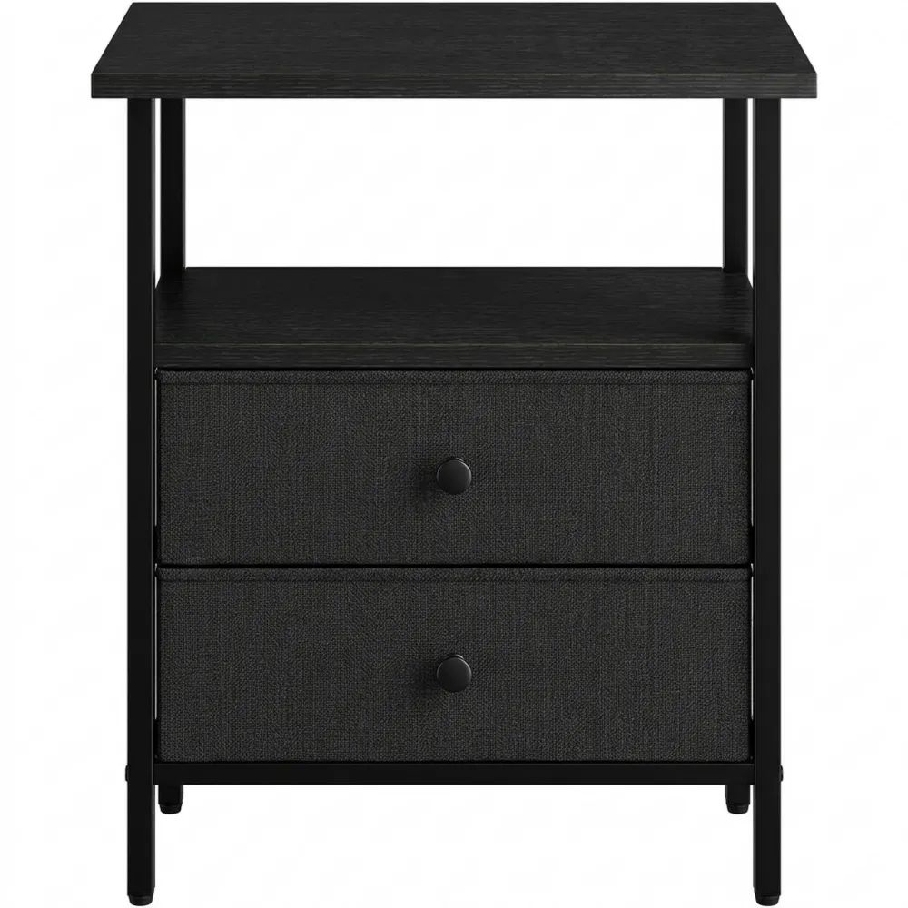 Schmales Beistelltisch-Set mit Stoffschubladen, Nachttisch für kleine Räume