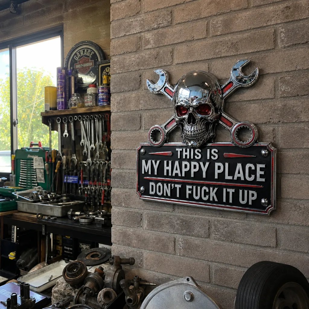 🔥 Isänpäivä -49 % ALENNUS 💀 "This Is My Happy Place" -autotallin kyltti