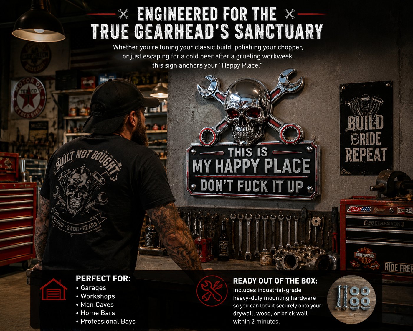 🔥 Isänpäivä -49 % ALENNUS 💀 "This Is My Happy Place" -autotallin kyltti