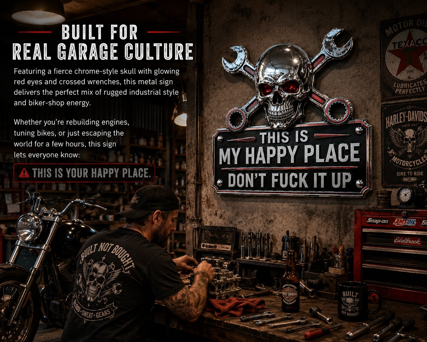🔥 Isänpäivä -49 % ALENNUS 💀 "This Is My Happy Place" -autotallin kyltti
