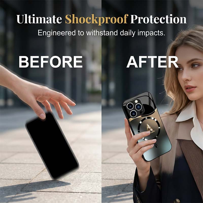 📢📢30% OFF !! ⏰🧲 Stylish Magnetic Shockproof Phone Case with Glossy Finish – Strong Magnetic Lock, Elegant Accents, Drop Protection ✨