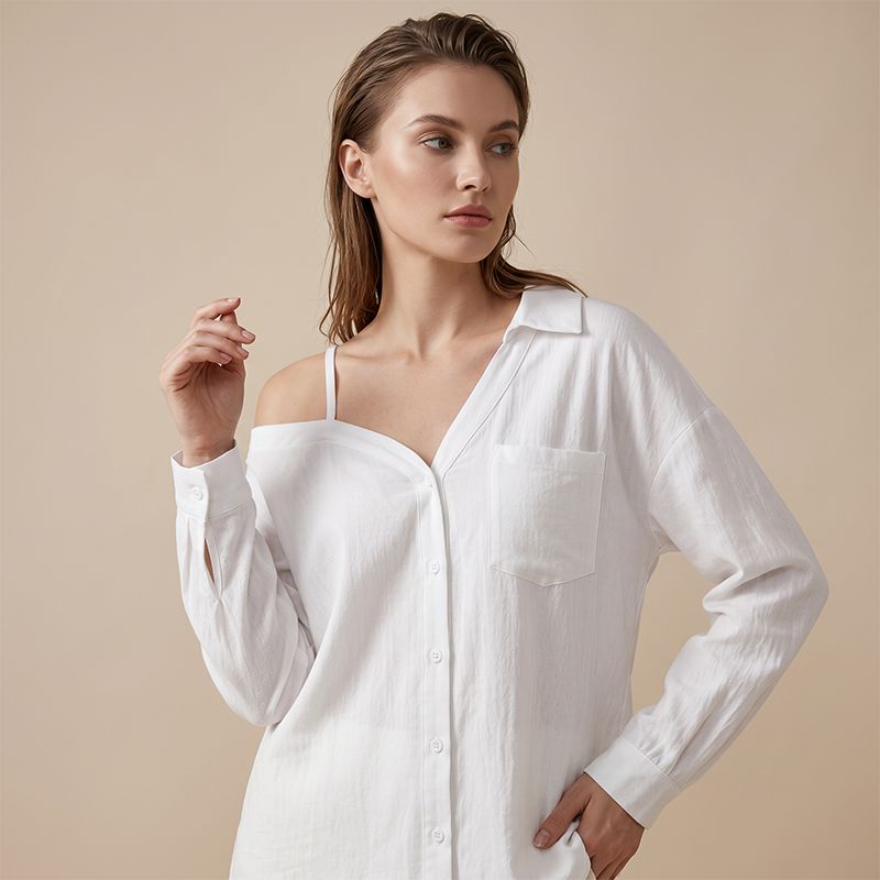 📢📢 -50 % ALE!! ⏰ Naisten rento off-shoulder-kauluspaita napeilla