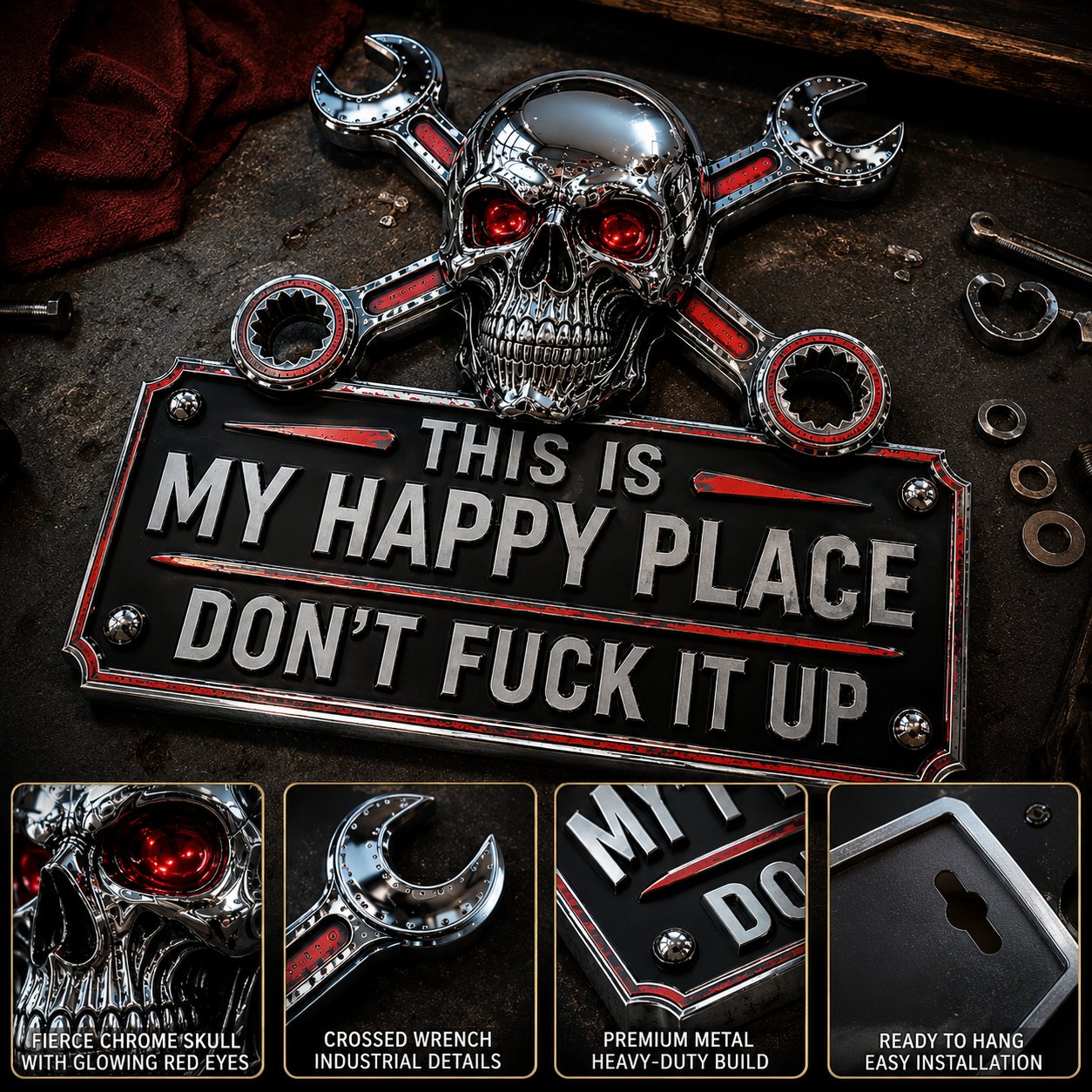 🔥 Isänpäivä -49 % ALENNUS 💀 "This Is My Happy Place" -autotallin kyltti