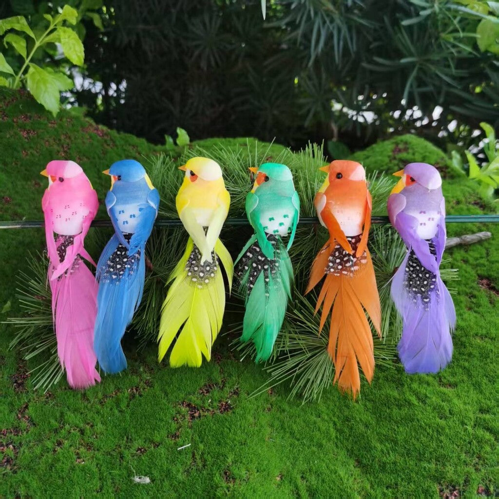 🐦 Keinotekoiset höyhenlinnut klipsillä (12 kpl per pakkaus)