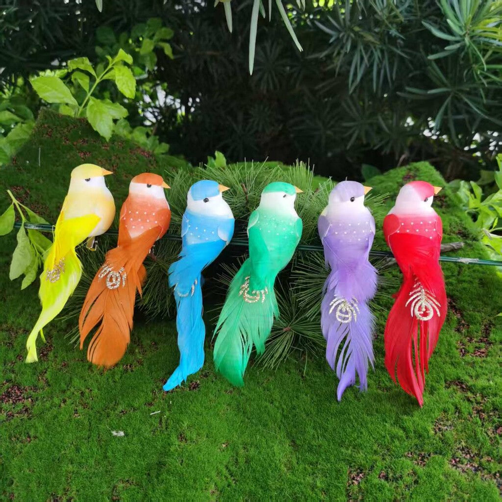 🐦 Keinotekoiset höyhenlinnut klipsillä (12 kpl per pakkaus)