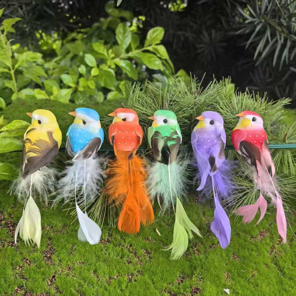 🐦 Keinotekoiset höyhenlinnut klipsillä (12 kpl per pakkaus)