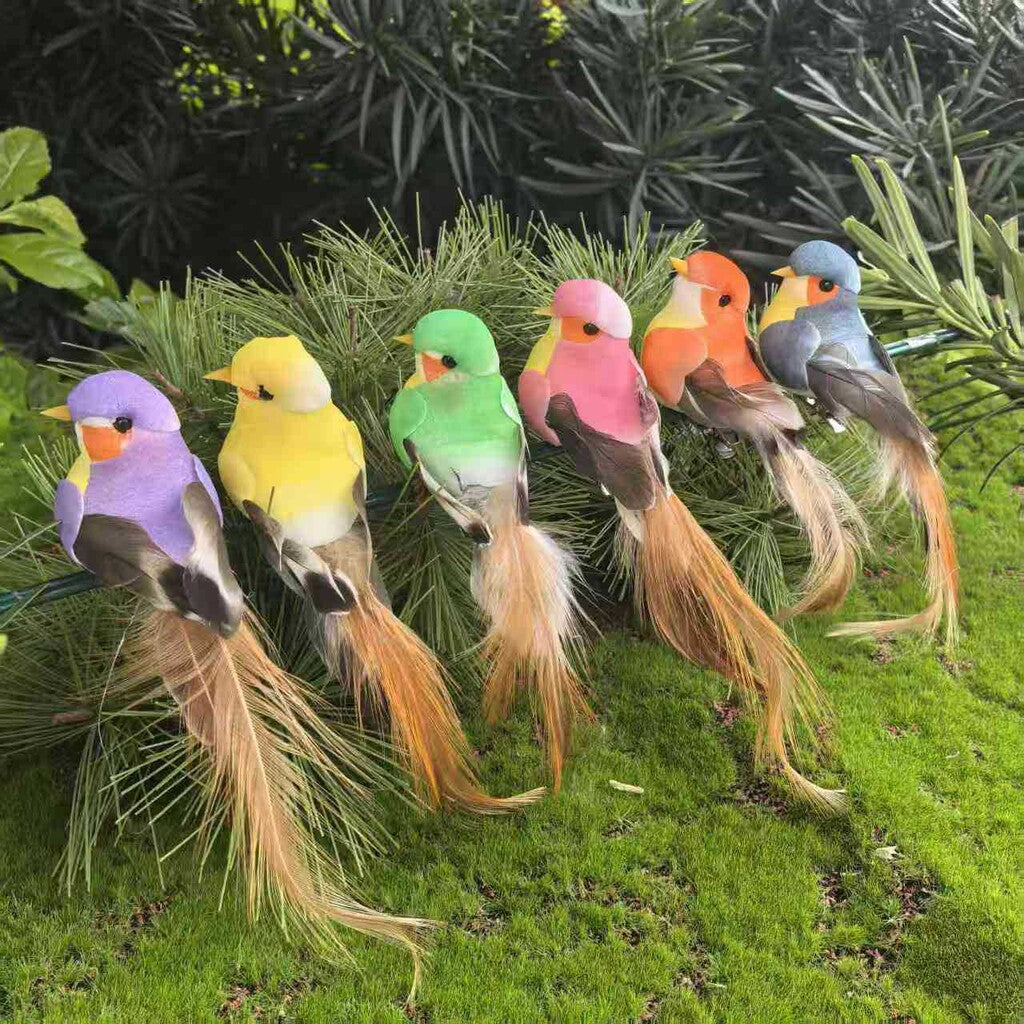 🐦 Keinotekoiset höyhenlinnut klipsillä (12 kpl per pakkaus)