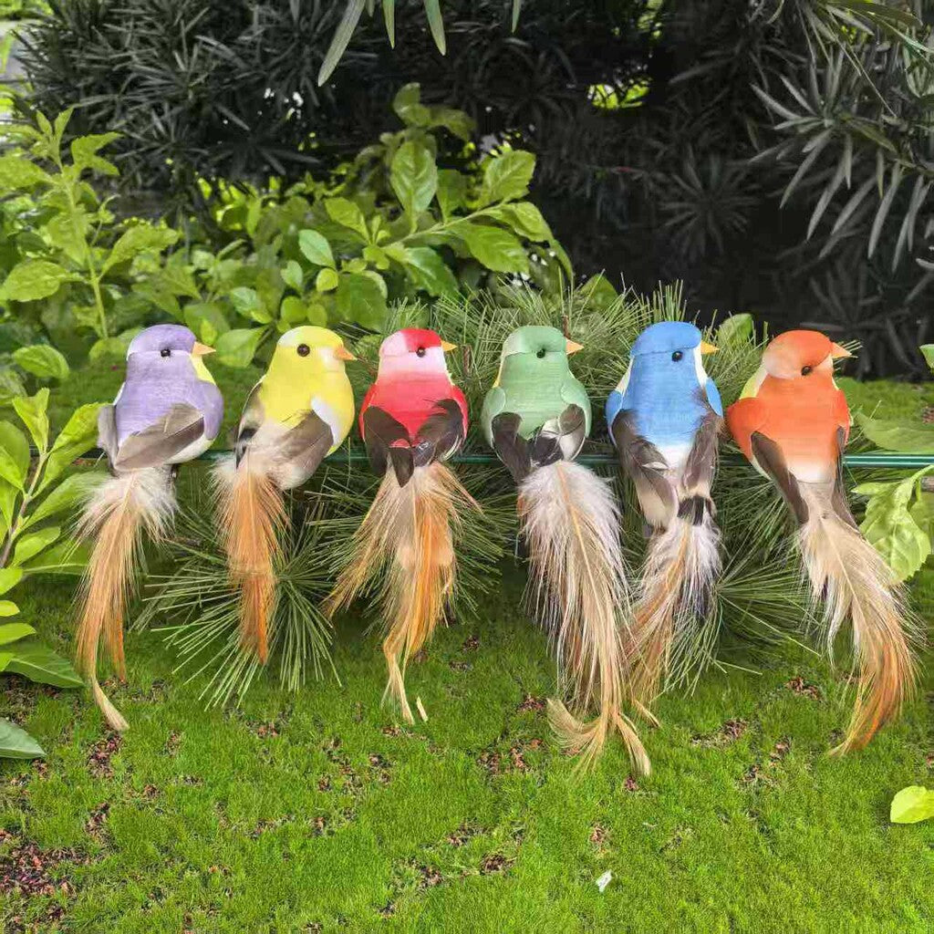 🐦 Keinotekoiset höyhenlinnut klipsillä (12 kpl per pakkaus)