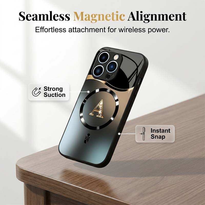 📢📢30% OFF !! ⏰🧲 Stylish Magnetic Shockproof Phone Case with Glossy Finish – Strong Magnetic Lock, Elegant Accents, Drop Protection ✨