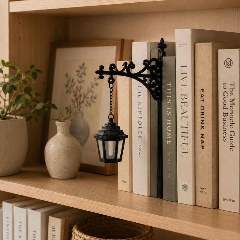 Kirjahyllyn lyhtyvalaisin - Kirjaston kirjahyllyn valaistuslyhty📚✨