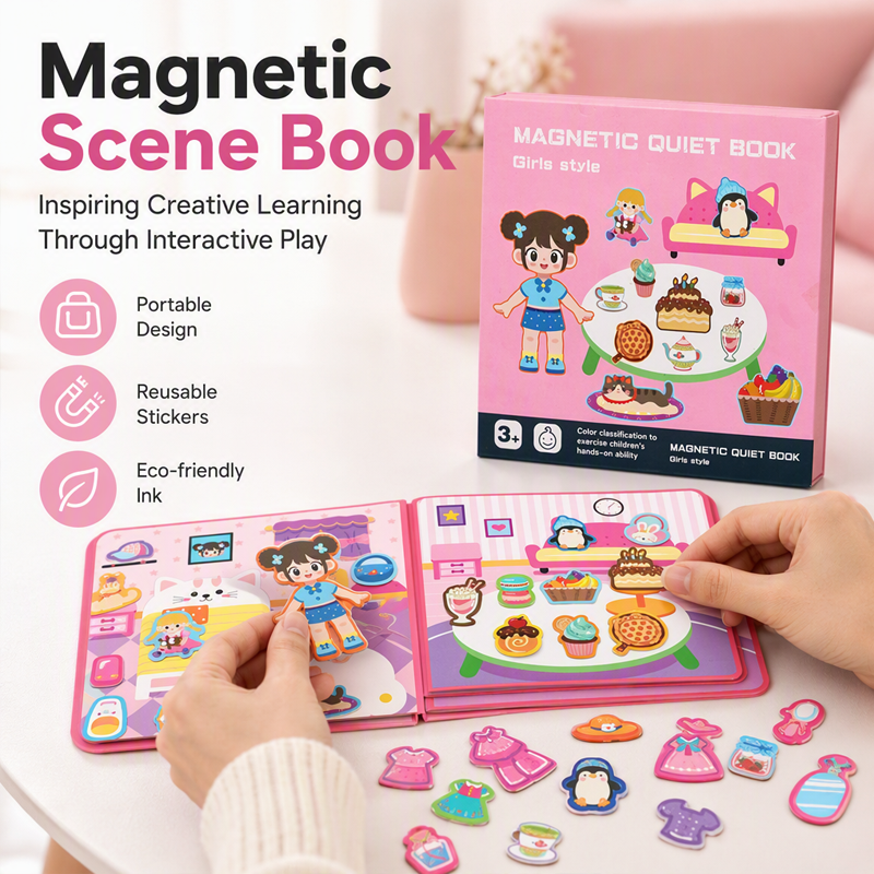 🎨📖 Kannettava Magneettinen Tehtäväkirja: Opetuksellinen Montessori-Lelu Lapsille! 🎨