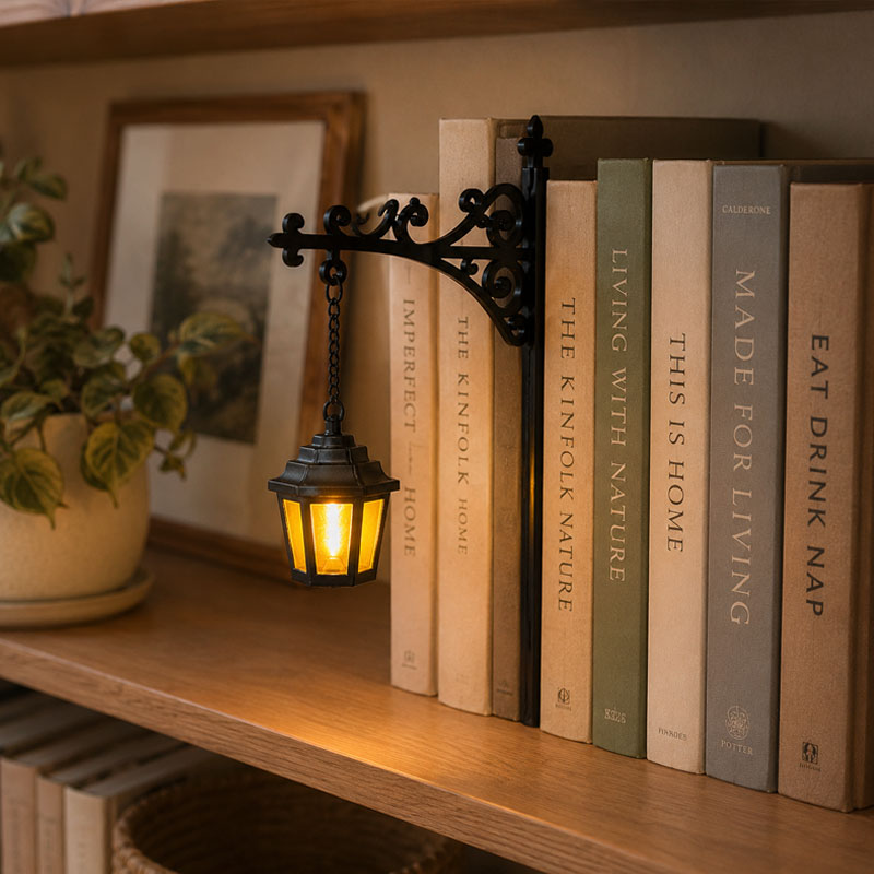 Kirjahyllyn lyhtyvalaisin - Kirjaston kirjahyllyn valaistuslyhty📚✨