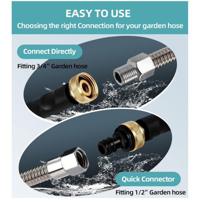 Korkeapainepesuri suihkusuuttimella puutarhaletkuun