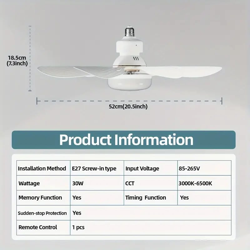 ⏳VIIMEINEN PÄIVÄ -50 % ALE🌀40W LED-kattotuuletinvalaisin – 20,5” Erittäin hiljainen kaukosäätimellä 🎯 | E27 + ILMAINEN B22-adapteri 🔌 | Makuuhuoneeseen 😴, Keittiöön 👩‍🍳 & Autotalliin 🛠️ – Iso-Britannia-valmis! 🇬🇧