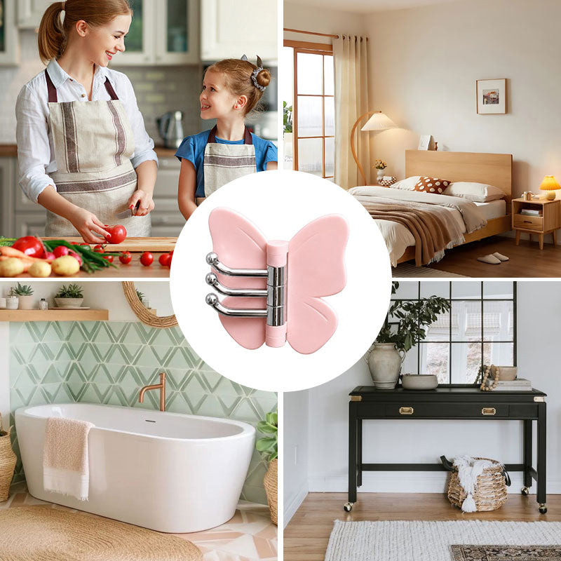 Käytännöllinen & Suloinen – Perhosseinäkoukku 180° Kääntymisellä 🦋✨🏡