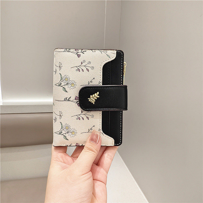 🔥🖤 Huipputarjous: -50 % ALENNUS 🔥 Naisten kukkakuvioinen lyhyt lompakko