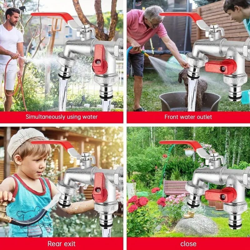 🔥 SALAMAMYYNTI: -50 %! ⚙️ Ruostumattomasta teräksestä valmistettu kaksiosainen puutarhahana – Itsenäiset venttiilit, kestävä ja helppo asennus 🚰