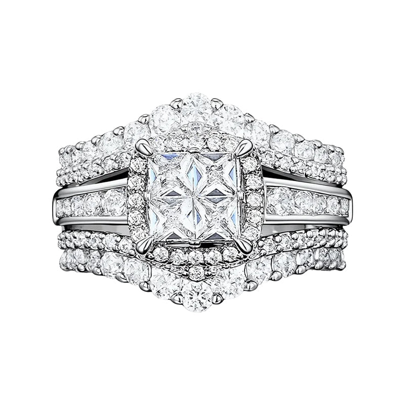 💍 RAJOITETUN AJAN -50 %! 💥 Naisten Princess-hiottu Cubic Zirconia -monikerrosrengas – Pave-istutus, kimalteleva design ✨