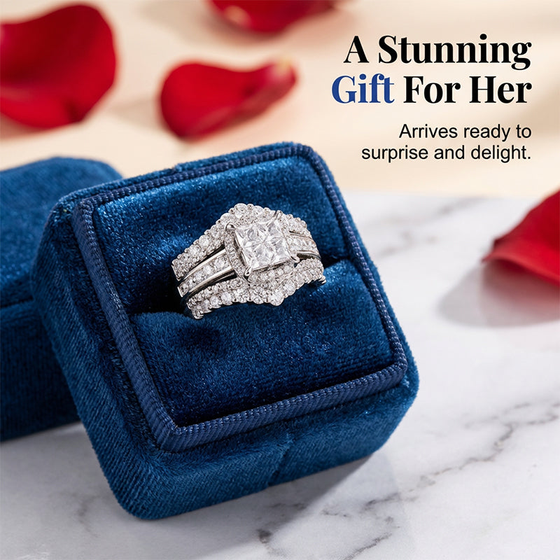 💍 RAJOITETUN AJAN -50 %! 💥 Naisten Princess-hiottu Cubic Zirconia -monikerrosrengas – Pave-istutus, kimalteleva design ✨