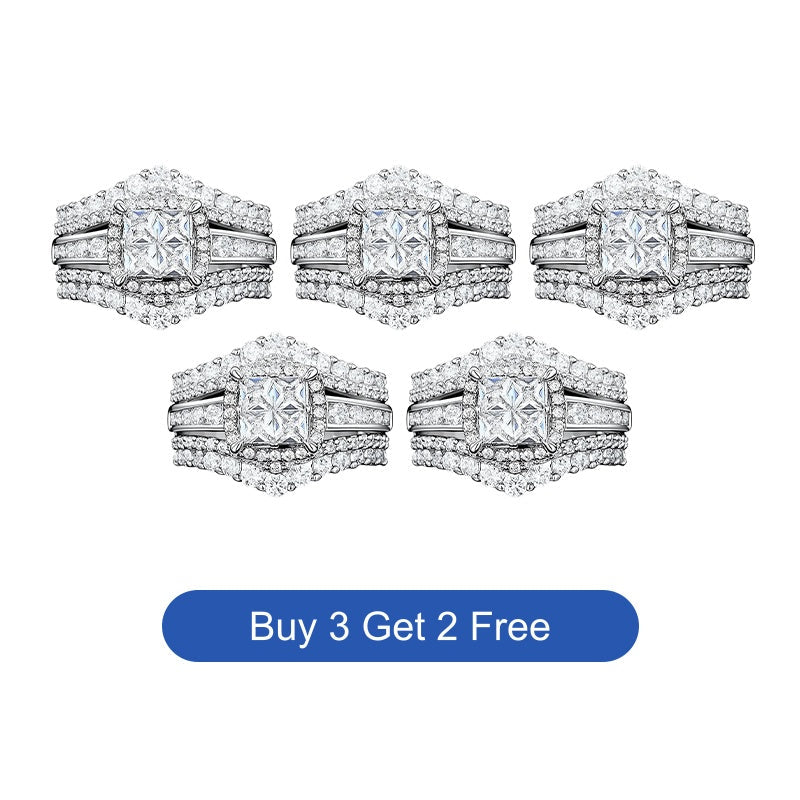 💍 RAJOITETUN AJAN -50 %! 💥 Naisten Princess-hiottu Cubic Zirconia -monikerrosrengas – Pave-istutus, kimalteleva design ✨