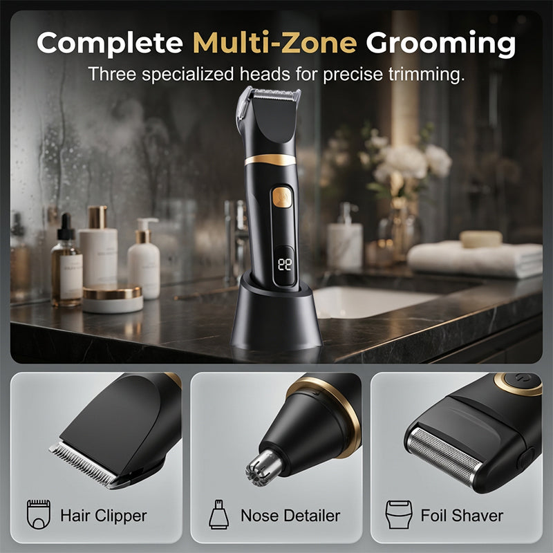 💐50% OFF ! 3-in-1 Electric Grooming Kit – 3 interchangeable heads for full body 🪒✨【Limited Offer】