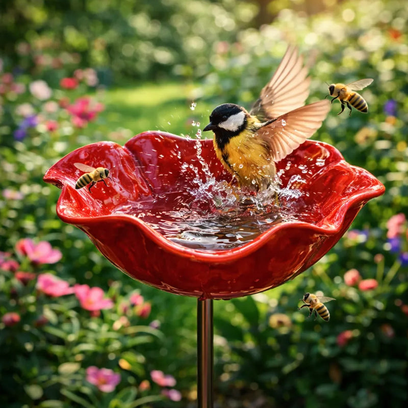 🌸 Käsintehty metallinen puutarhakoriste-kukka 🐦