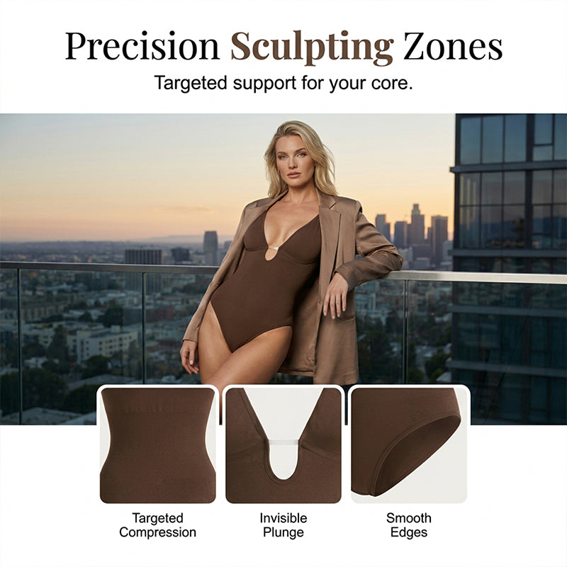 Women's Deep V-Neck Waist Shaping Bodysuit