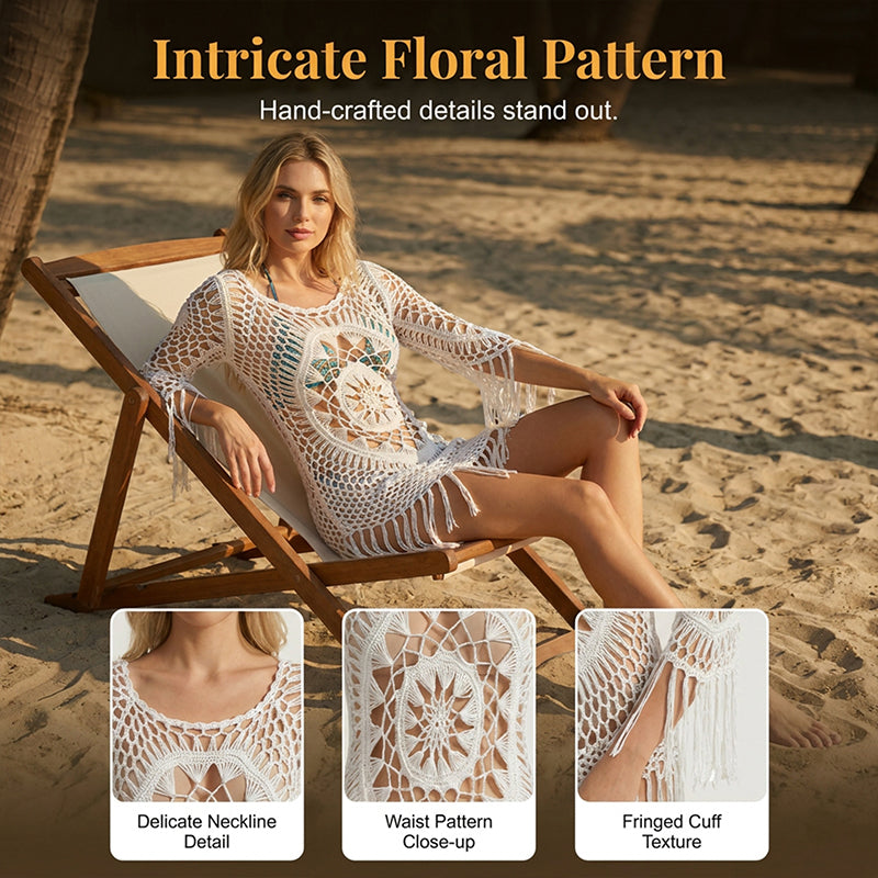 👙 NYT -50%! 🌊 Boheemi virkattu ranta-alushame tupsuilla – Hengittävä, liehuva & boho chic – täydellinen uima-altaalle, hiekkarannalle tai kesälomille – säädettävä istuvuus 🧶