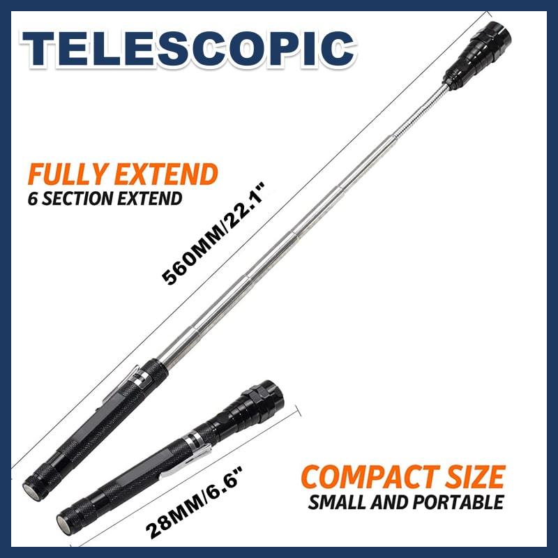 🔦 RAJOITETUN AJAN -50 %! ✨ Monikäyttöinen magneettinen teleskooppitaskulamppu – Pidennettävä, 360° joutsenkaula, erittäin kirkas 🛠️