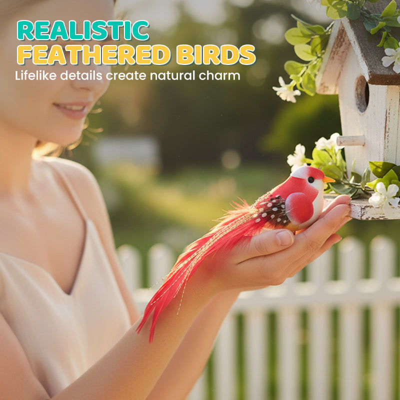 🐦 Keinotekoiset höyhenlinnut klipsillä (12 kpl per pakkaus)