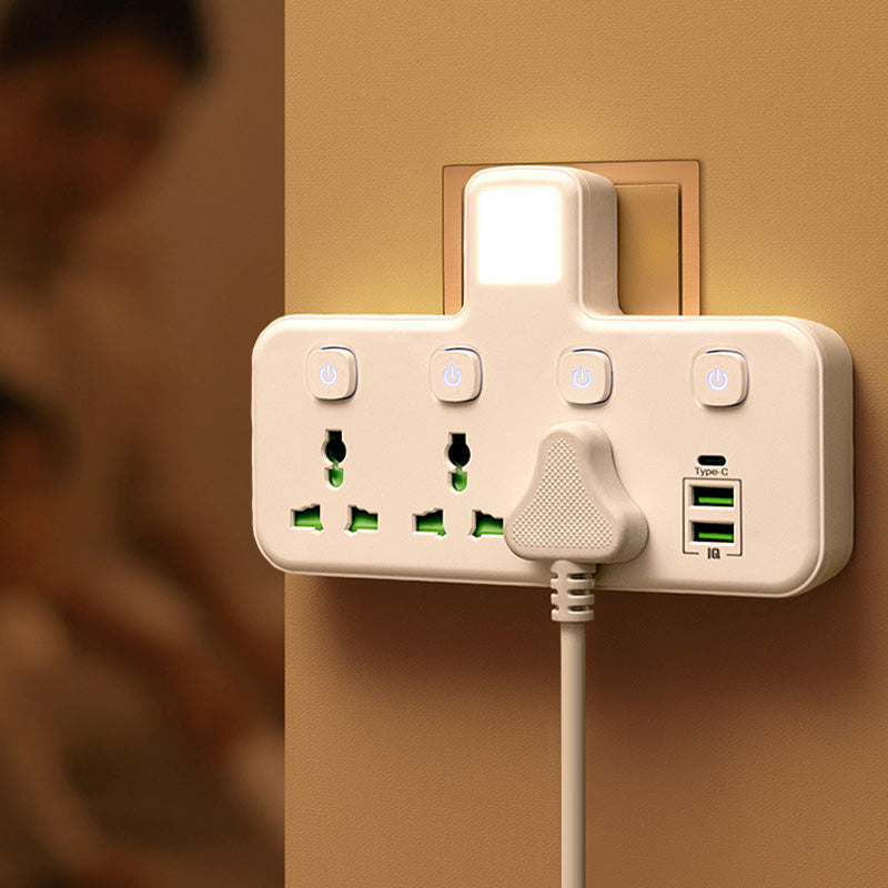 🎉 RAJOITETUN AJAN -50 %! 🔌 Pistorasialaajennus Type-C-latauspistokkeella – 2 USB-porttia, yövaloominaisuus & maailmanlaajuinen pistokeyhteensopivuus ✨
