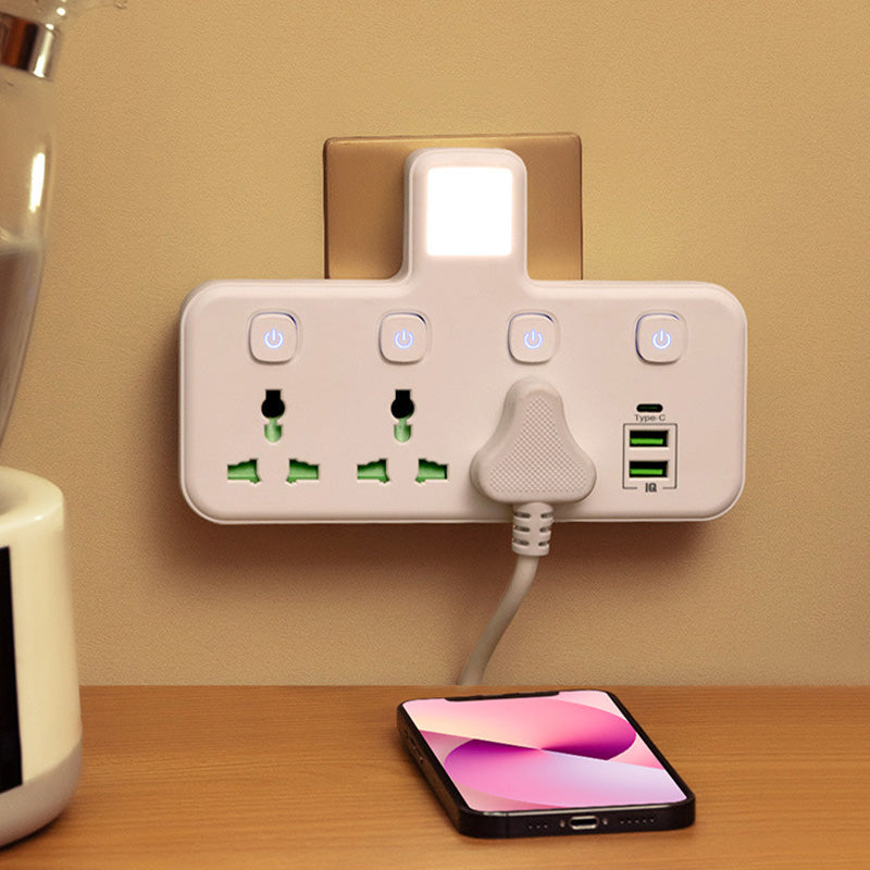 🎉 RAJOITETUN AJAN -50 %! 🔌 Pistorasialaajennus Type-C-latauspistokkeella – 2 USB-porttia, yövaloominaisuus & maailmanlaajuinen pistokeyhteensopivuus ✨